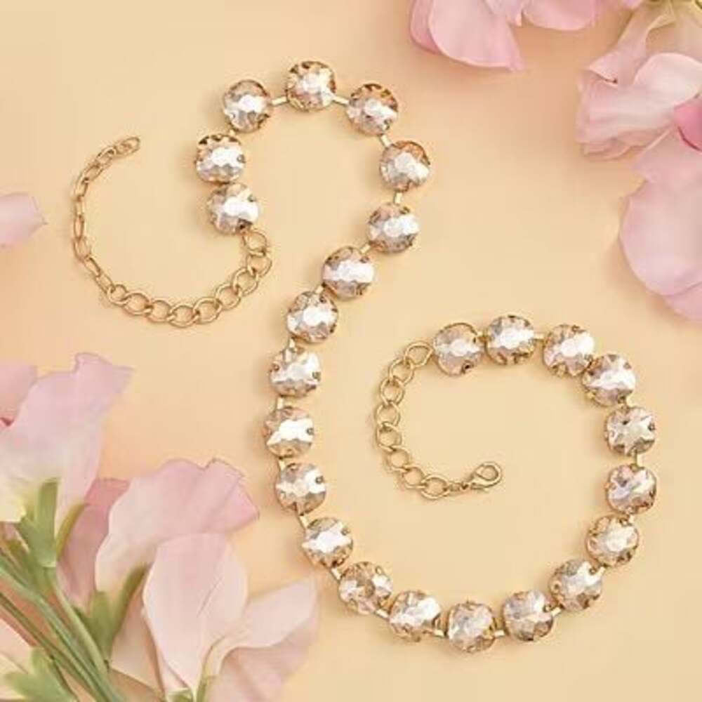 Champagne Crystal Tennis Choker Necklace